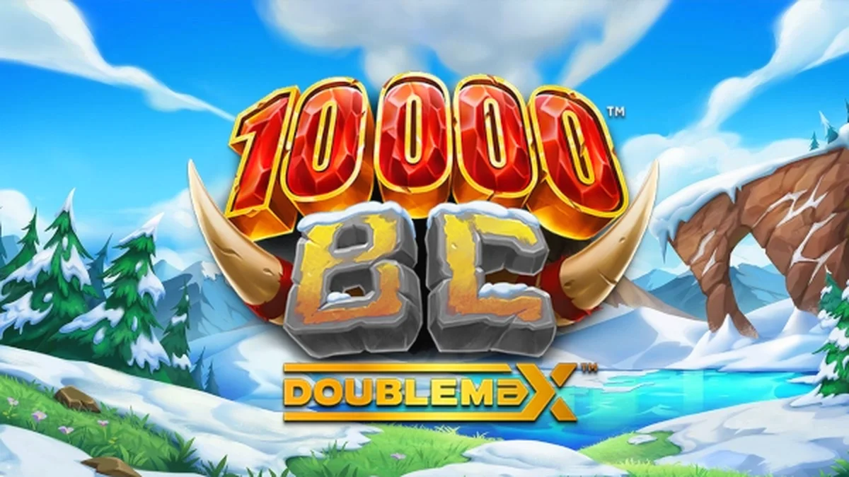 Tampilan visual slot 10000 BC DoubleMax dengan elemen zaman es dan simbol Gigablox